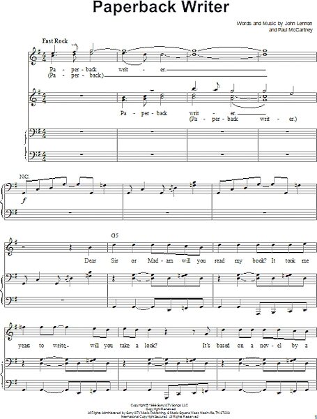 open zoom image for Paperback Writer - Piano Vocal, New, Main