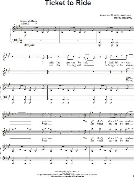 open zoom image for Ticket To Ride - Piano Vocal, New, Main
