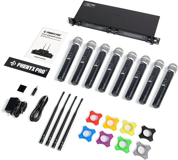 open zoom image for Phenyx Pro PTU-6000-8H 8-Channel UHF Handheld Wireless Microphone System, New, Action Position Back