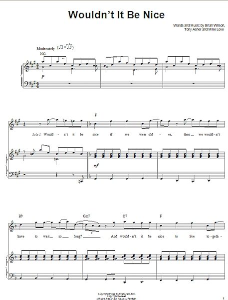 open zoom image for Wouldn't It Be Nice - Piano Vocal, New, Main