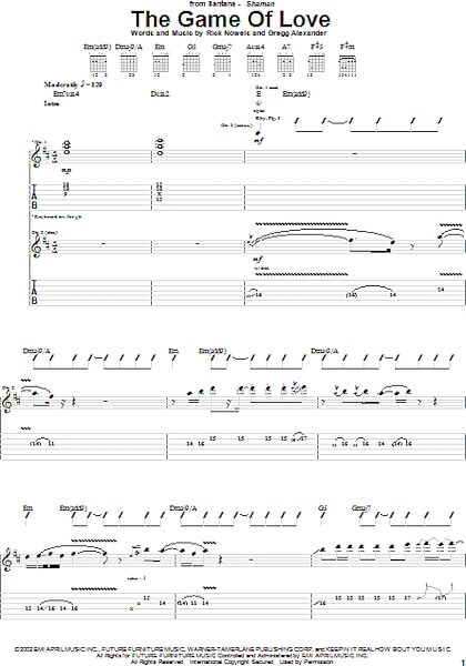 open zoom image for The Game Of Love - Guitar TAB, New, Main