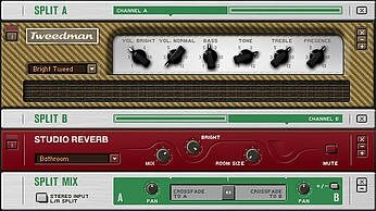 open zoom image for Native Instruments Guitar Rig Software Edition (Macintosh and Windows), Split Module View