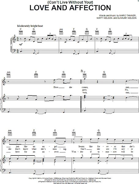 open zoom image for (Can't Live Without Your) Love And Affection - Piano/Vocal/Guitar, New, Main