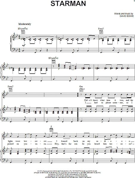 open zoom image for Starman - Piano/Vocal/Guitar, New, Main