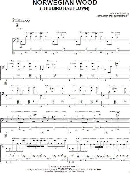 open zoom image for Norwegian Wood (This Bird Has Flown) - Bass Tab, New, Main