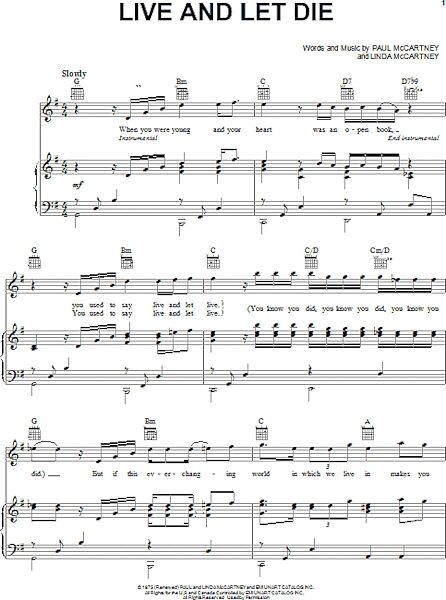 open zoom image for Live And Let Die - Piano/Vocal/Guitar, New, Main