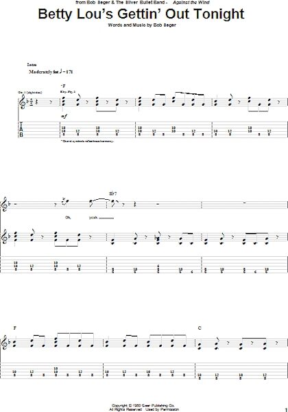 open zoom image for Betty Lou's Gettin' Out Tonight - Guitar TAB, New, Main