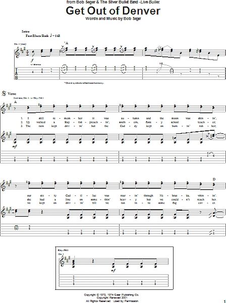 open zoom image for Get Out Of Denver - Guitar TAB, New, Main