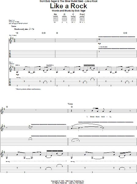 open zoom image for Like A Rock - Guitar TAB, New, Main