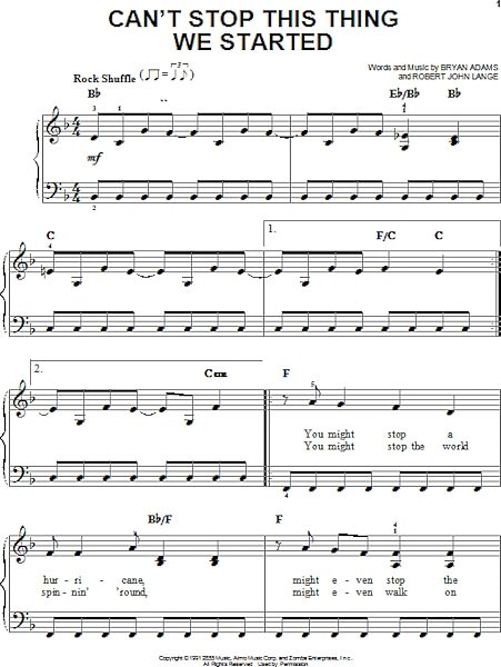 open zoom image for Can't Stop This Thing We Started - Easy Piano, New, Main