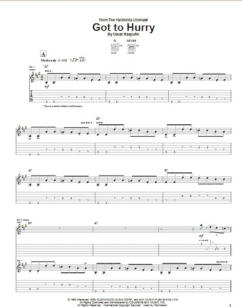 open zoom image for Got To Hurry - Guitar TAB, New, Main