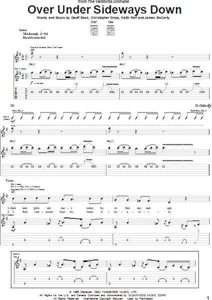 open zoom image for Over Under Sideways Down - Guitar TAB, New, Main