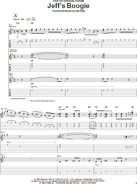 open zoom image for Jeff's Boogie - Guitar TAB, New, Main