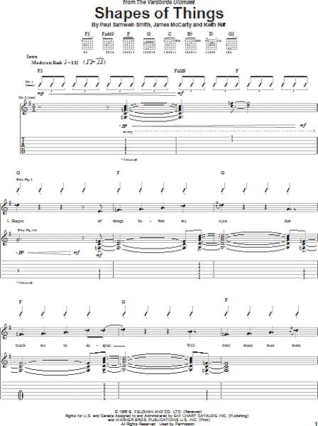 open zoom image for Shapes Of Things - Guitar TAB, New, Main