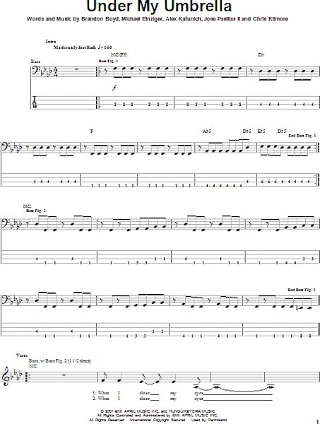 open zoom image for Under My Umbrella - Bass Tab, New, Main
