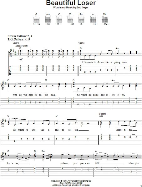 open zoom image for Beautiful Loser - Easy Guitar with TAB, New, Main