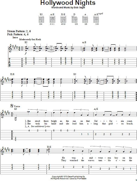 open zoom image for Hollywood Nights - Easy Guitar with TAB, New, Main