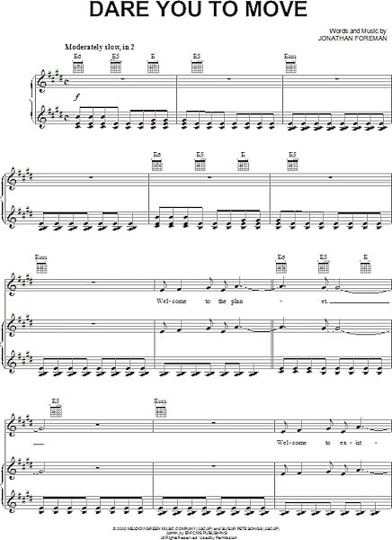 open zoom image for Dare You To Move - Piano/Vocal/Guitar, New, Main