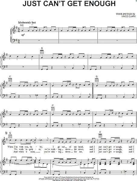 open zoom image for Just Can't Get Enough - Piano/Vocal/Guitar, New, Main