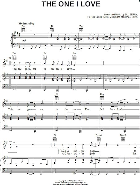 open zoom image for The One I Love - Piano/Vocal/Guitar, New, Main