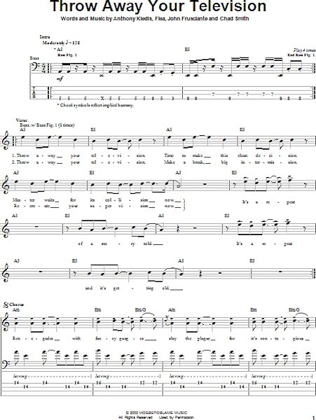 open zoom image for Throw Away Your Television - Bass Tab, New, Main