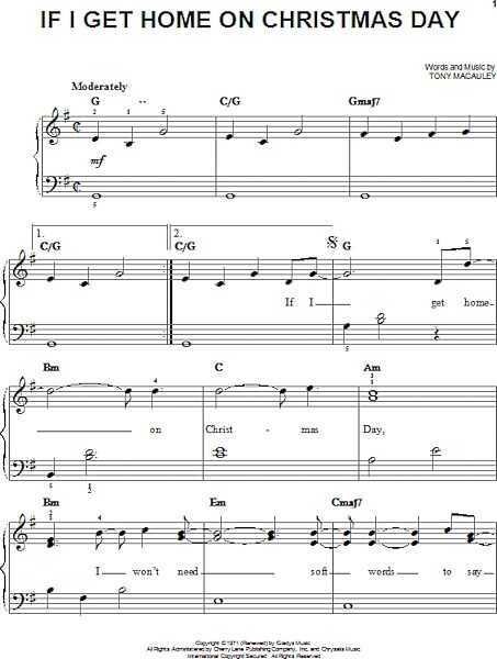 open zoom image for If I Get Home On Christmas Day - Easy Piano, New, Main