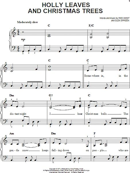 open zoom image for Holly Leaves And Christmas Trees - Easy Piano, New, Main