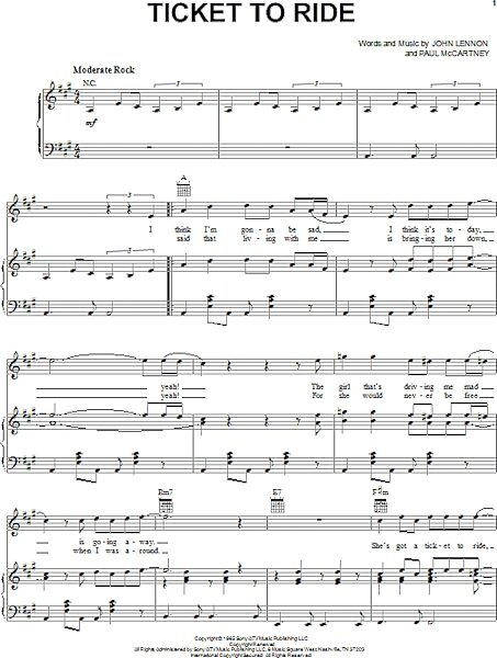 open zoom image for Ticket To Ride - Piano/Vocal/Guitar, New, Main