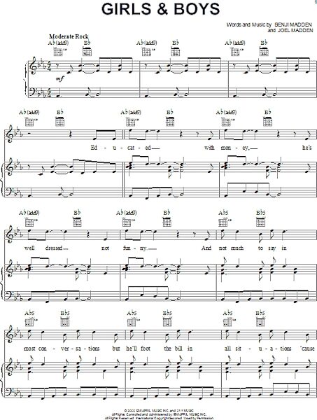 open zoom image for Girls & Boys - Piano/Vocal/Guitar, New, Main