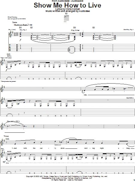open zoom image for Show Me How To Live - Guitar TAB, New, Main