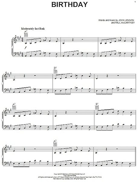 open zoom image for Birthday - Piano/Vocal/Guitar, New, Main