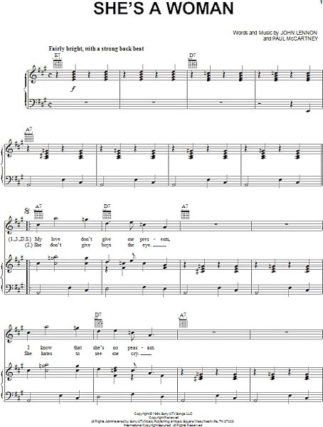 open zoom image for She's A Woman - Piano/Vocal/Guitar, New, Main
