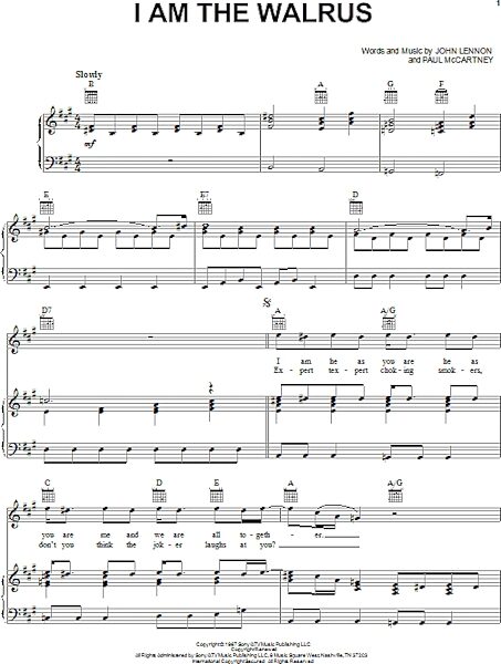 open zoom image for I Am The Walrus - Piano/Vocal/Guitar, New, Main