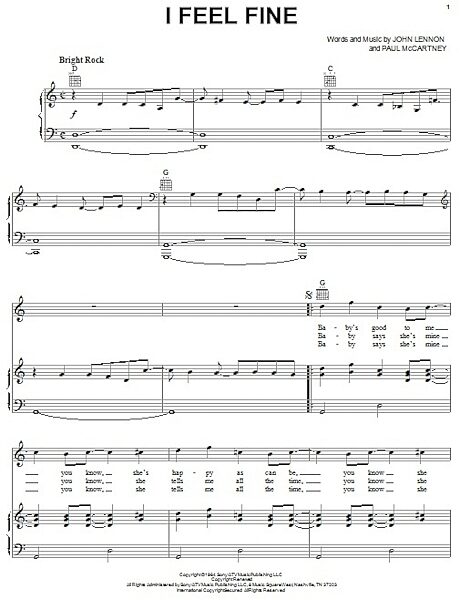 open zoom image for I Feel Fine - Piano/Vocal/Guitar, New, Main