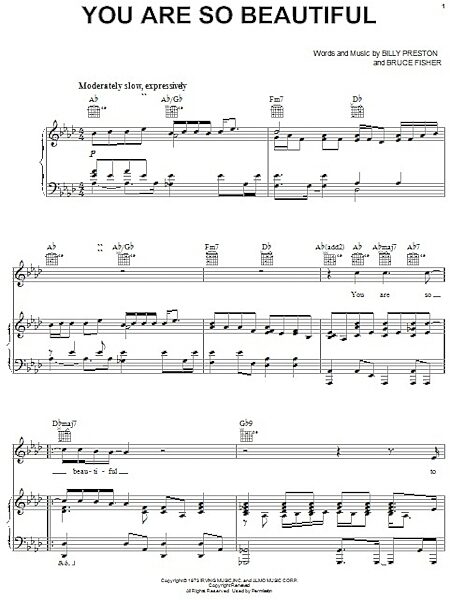 open zoom image for You Are So Beautiful - Piano/Vocal/Guitar, New, Main