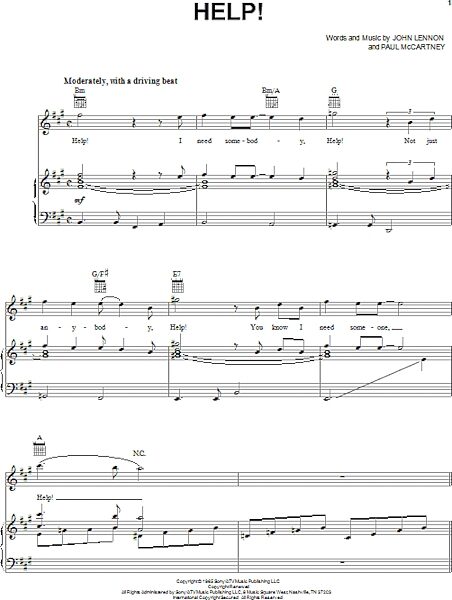 open zoom image for Help! - Piano/Vocal/Guitar, New, Main