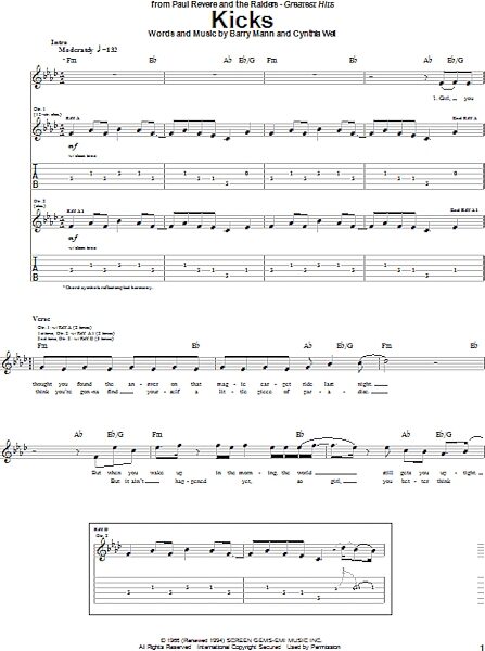 open zoom image for Kicks - Guitar TAB, New, Main