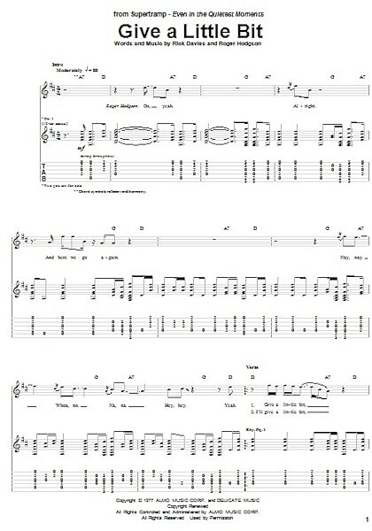 open zoom image for Give A Little Bit - Guitar TAB, New, Main