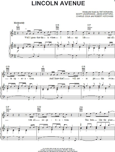 open zoom image for Lincoln Avenue - Piano/Vocal/Guitar, New, Main