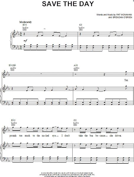 open zoom image for Save The Day - Piano/Vocal/Guitar, New, Main