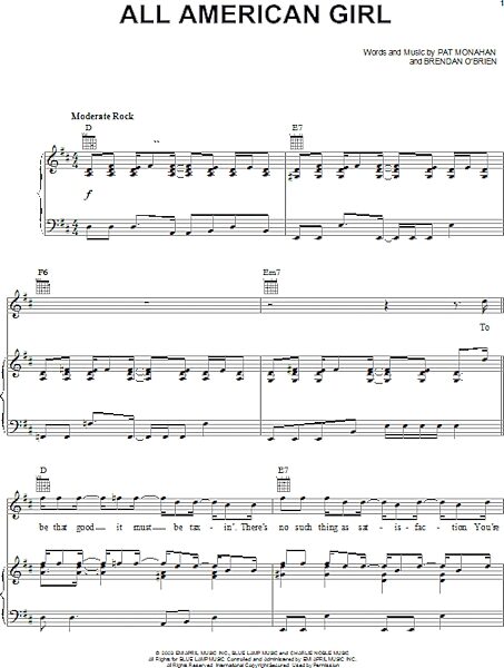 open zoom image for All American Girl - Piano/Vocal/Guitar, New, Main