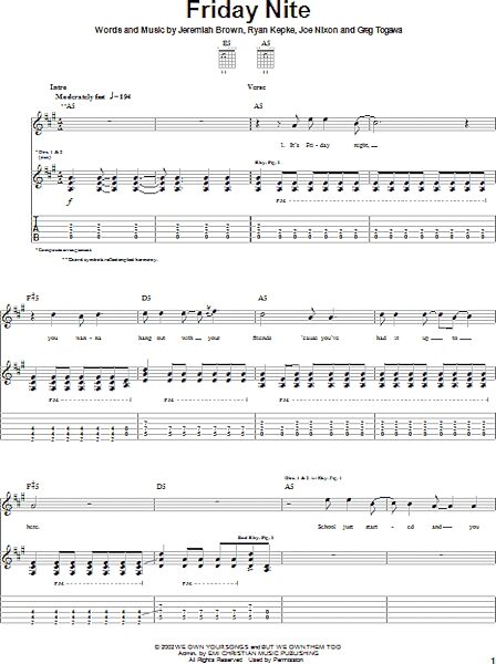 open zoom image for Friday Nite - Guitar TAB, New, Main