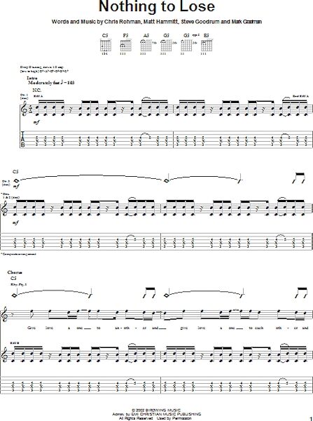 open zoom image for Nothing To Lose - Guitar TAB, New, Main