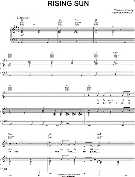 open zoom image for Rising Sun - Piano/Vocal/Guitar, New, Main