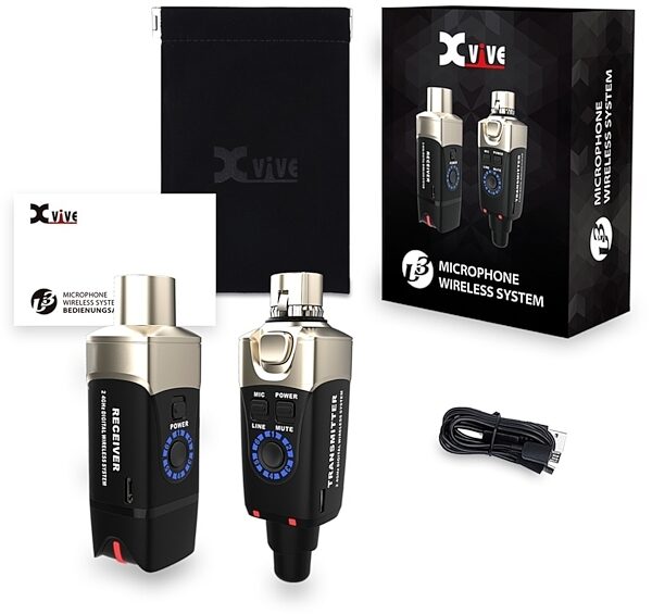 open zoom image for Xvive U3 Digital Plug-On Wireless System for XLR Dynamic Microphones, Black, Package Contents