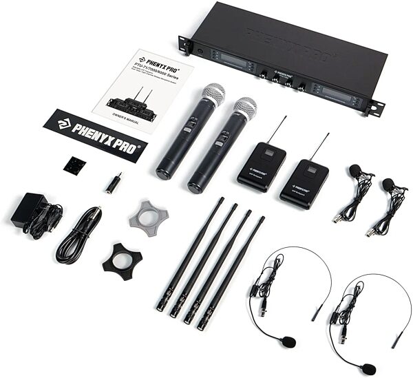 open zoom image for Phenyx Pro PTU-7000-2H2B 4-Channel UHF Wireless Handheld/Headset/Lavalier Combo Microphone System, New, Action Position Back