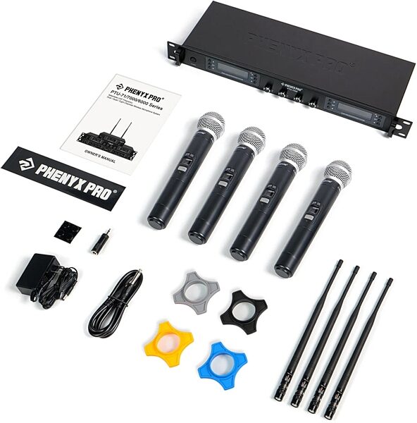 open zoom image for Phenyx Pro PTU-7000-4H 4-Channel UHF Handheld Wireless Microphone System, New, Action Position Back