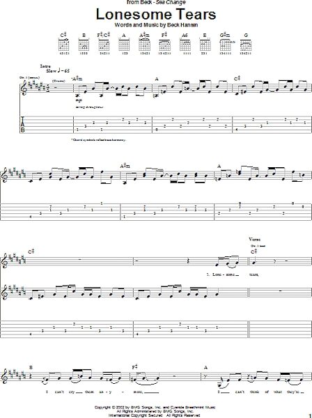 open zoom image for Lonesome Tears - Guitar TAB, New, Main