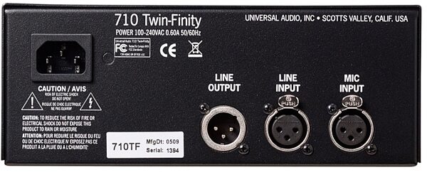 open zoom image for Universal Audio 710 Twin-Finity Microphone Preamplifier, New, Back