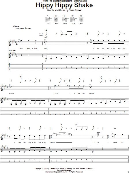 open zoom image for Hippy Hippy Shake - Guitar TAB, New, Main